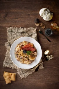a plate of gourmet ravioli from Pasta Fresca, an example of good pasta in Singapore
