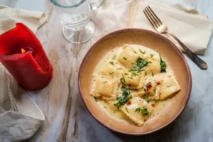 Creamy ravioli absorbing the creamy sauce and flavours - an indicator of good pasta in Singapore