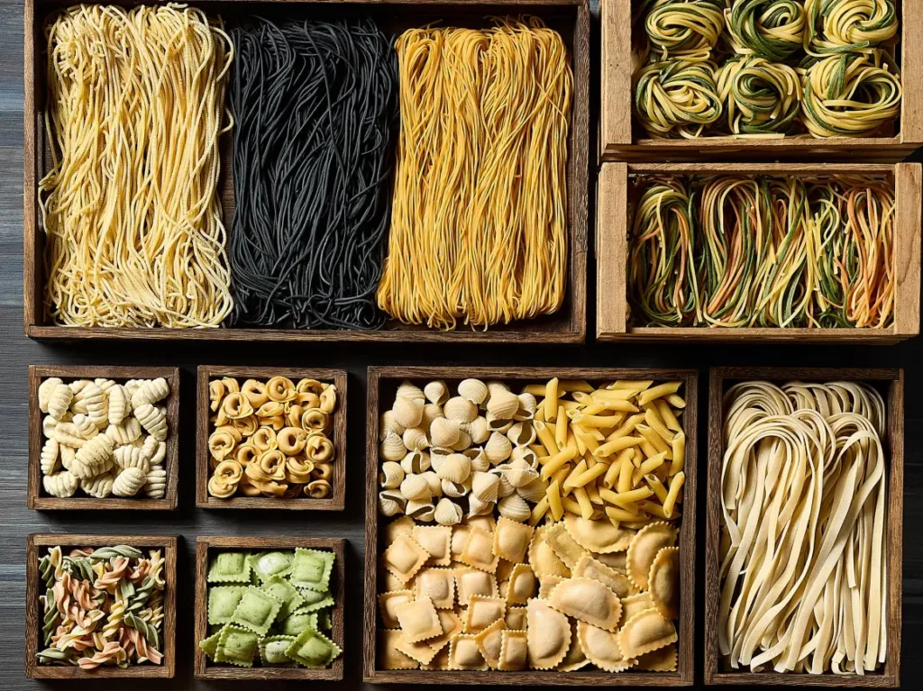 handmade pasta in Singapore showing different possible sizes and shapes