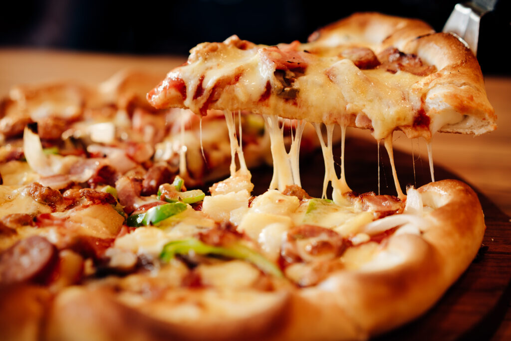 slice of hot pizza large cheese lunch